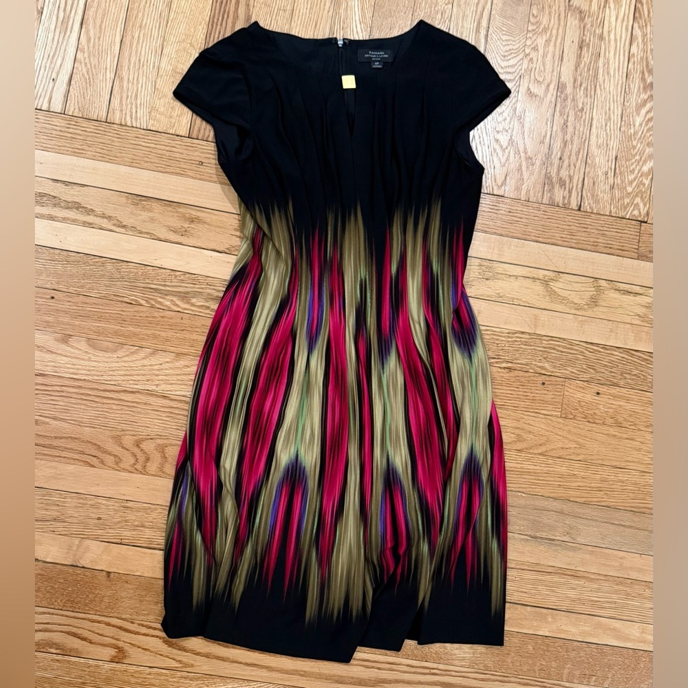 Psychedelic Tahari ASL Black and Pink Dress sz 6p